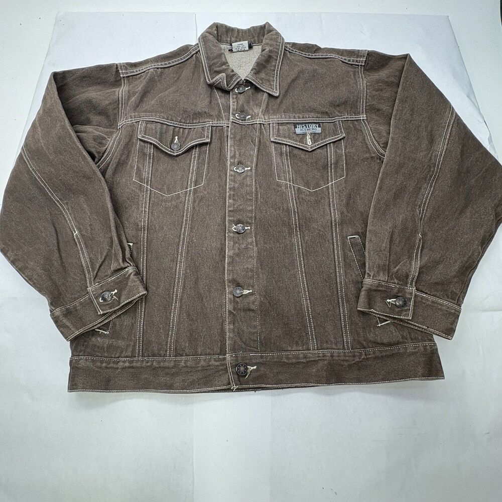 Vintage History Iceberg Denim Jacket Mens Large Brown Y2K Oversized South Africa